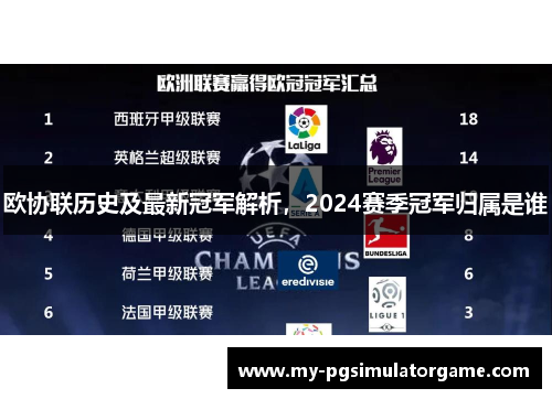 欧协联历史及最新冠军解析，2024赛季冠军归属是谁